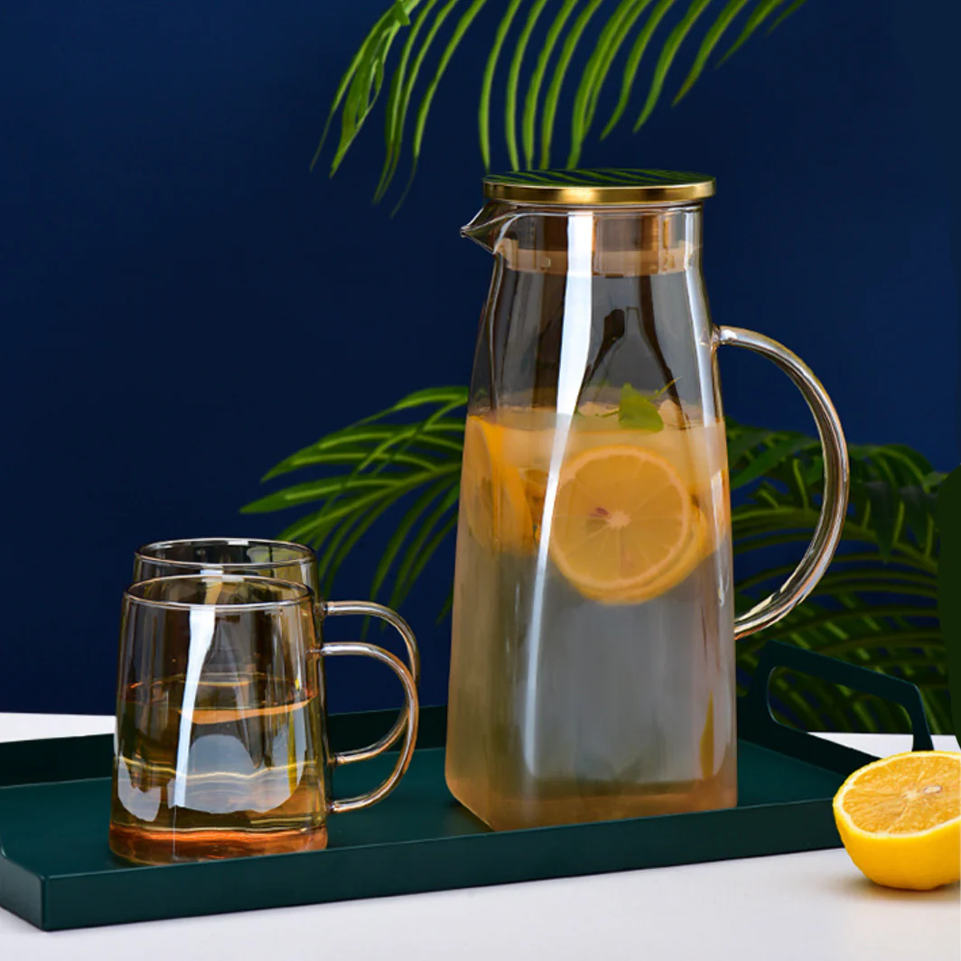 Amber Glass Jug and 4 Cups Set - Image 16
