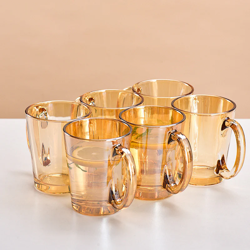 Amber Glass Jug and Cup Set of 7 - Image 11
