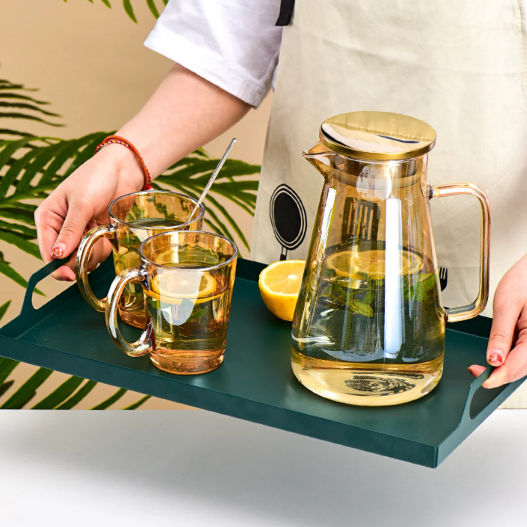 Amber Glass Jug and Cup Set of 7 - Image 16