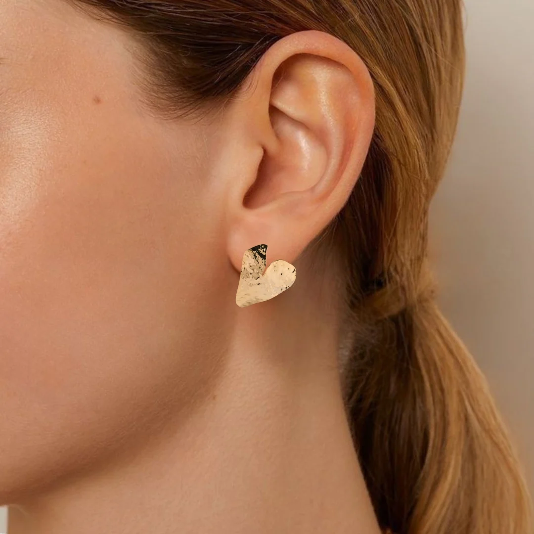 Amour Textured Heart Earrings - Image 3