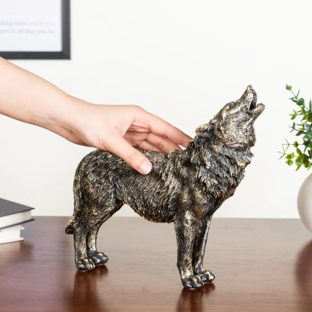 Antique Howling Wolf Showpiece 9 Inch - Image 2