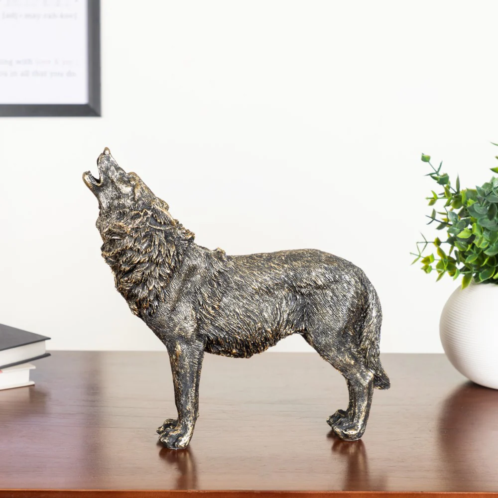 Antique Howling Wolf Showpiece 9 Inch - Image 3