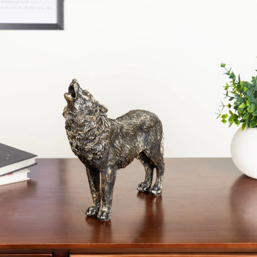 Antique Howling Wolf Showpiece 9 Inch - Image 4