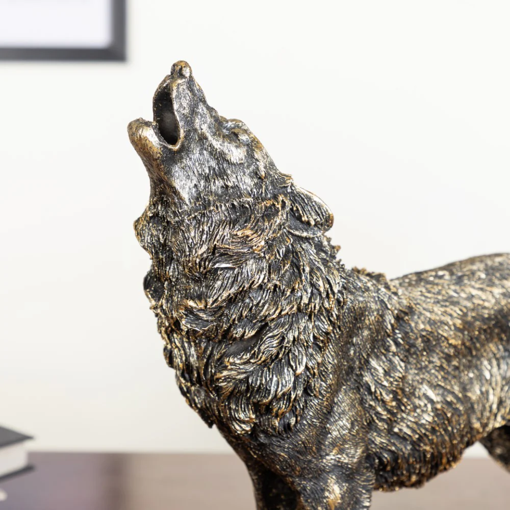 Antique Howling Wolf Showpiece 9 Inch - Image 5