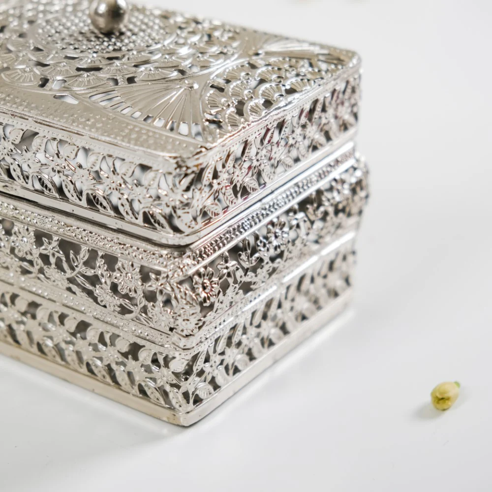 Antique Metal Gift Box Silver Set Of 2 - Image 19