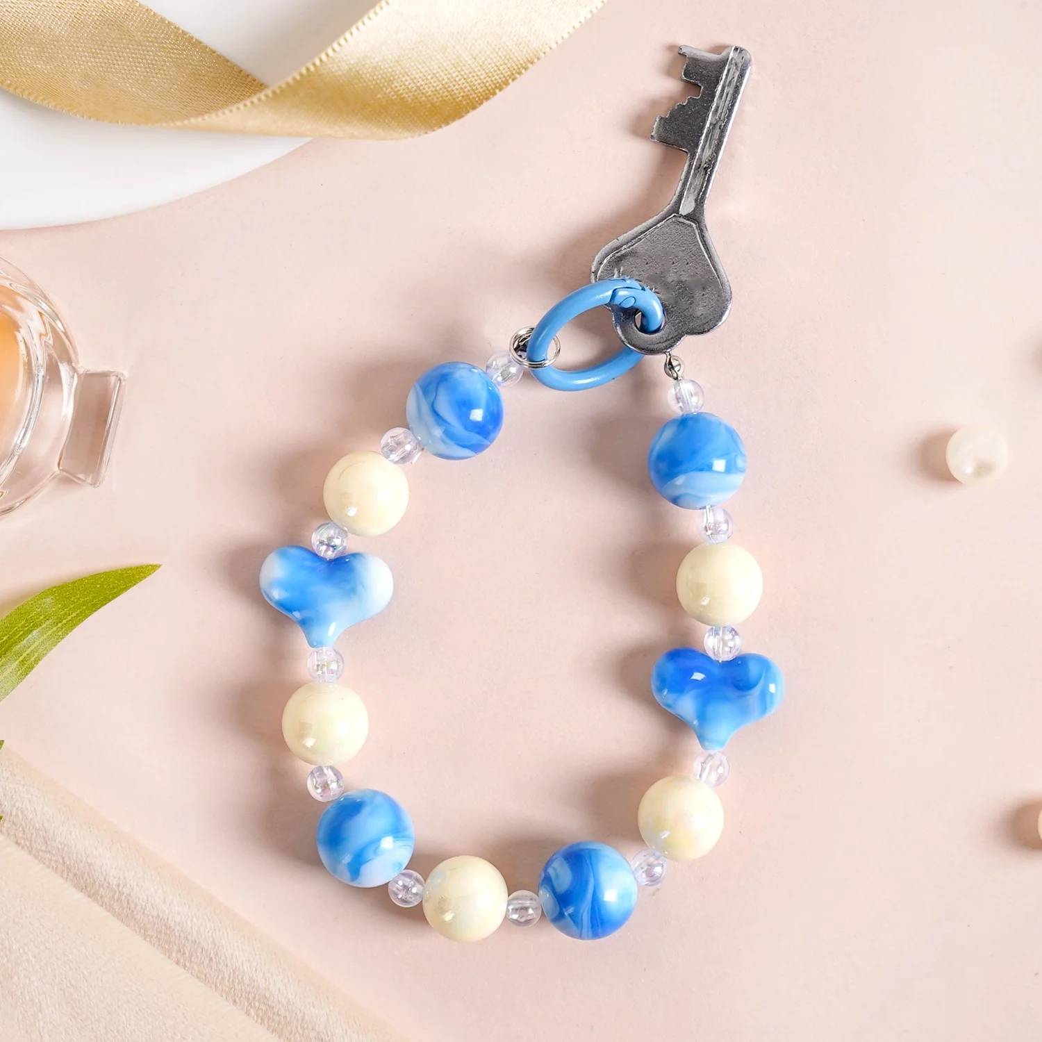 Aqua Amour Beaded Keychain - Image 3