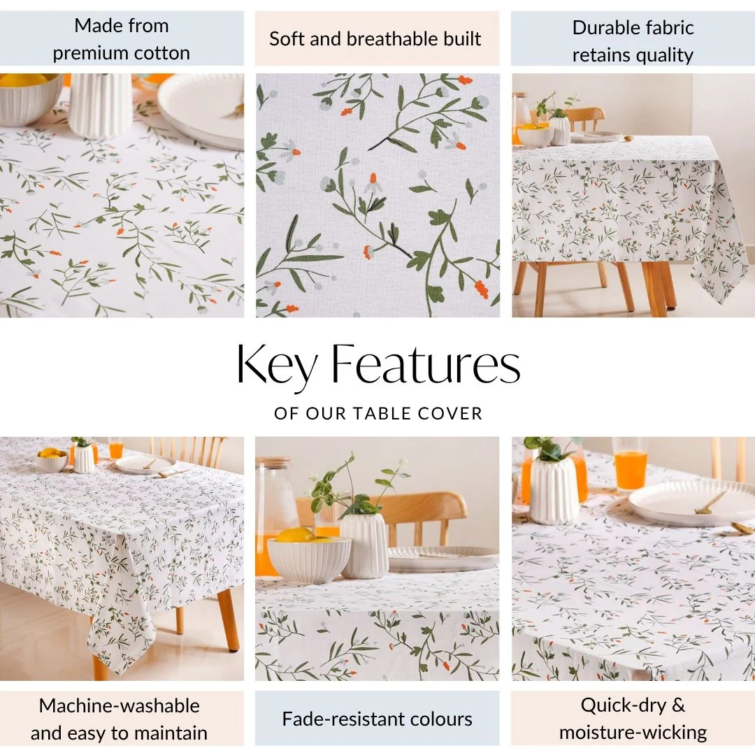 Arancia 8 Seater Floral Cotton Table Cover 274x152cm - Image 4