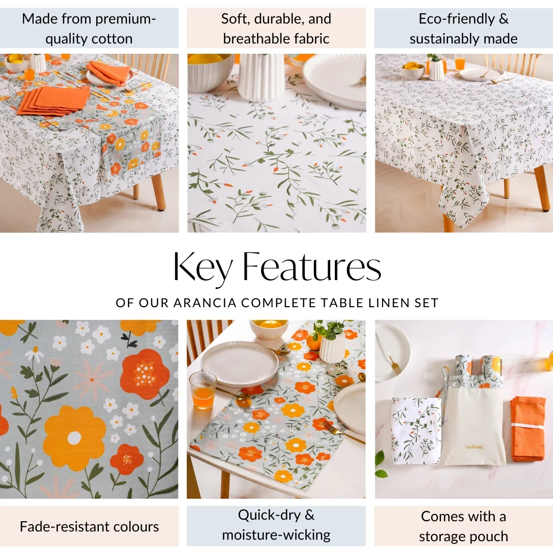 Arancia Complete Table Linen Set With Mats Napkins Runners And Table Cloth - Image 5