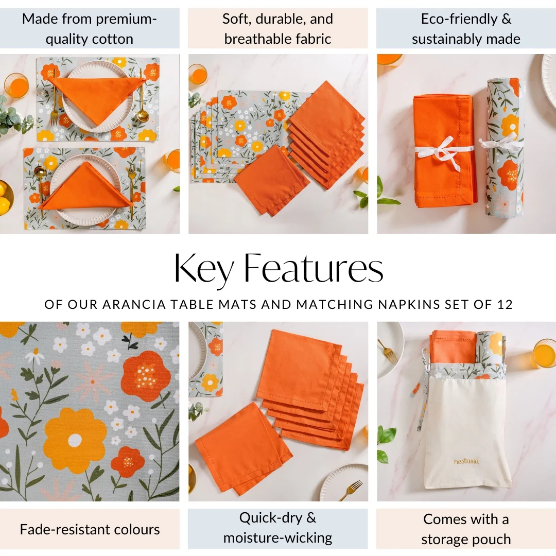 Arancia Table Mats And Matching Napkins Set Of 12 - Image 5