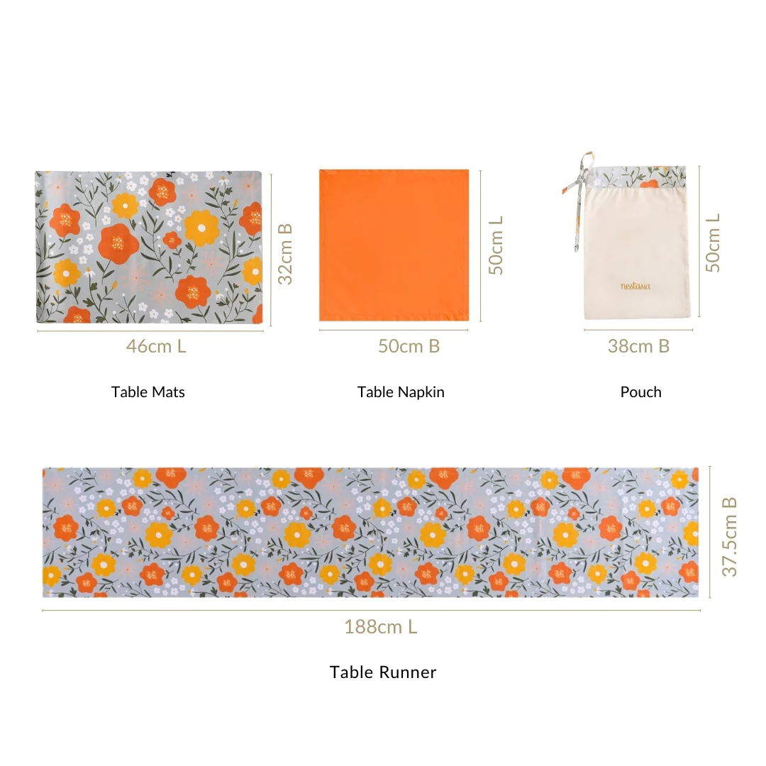 Arancia Table Place Mat Runner And Napkin Set - Image 4