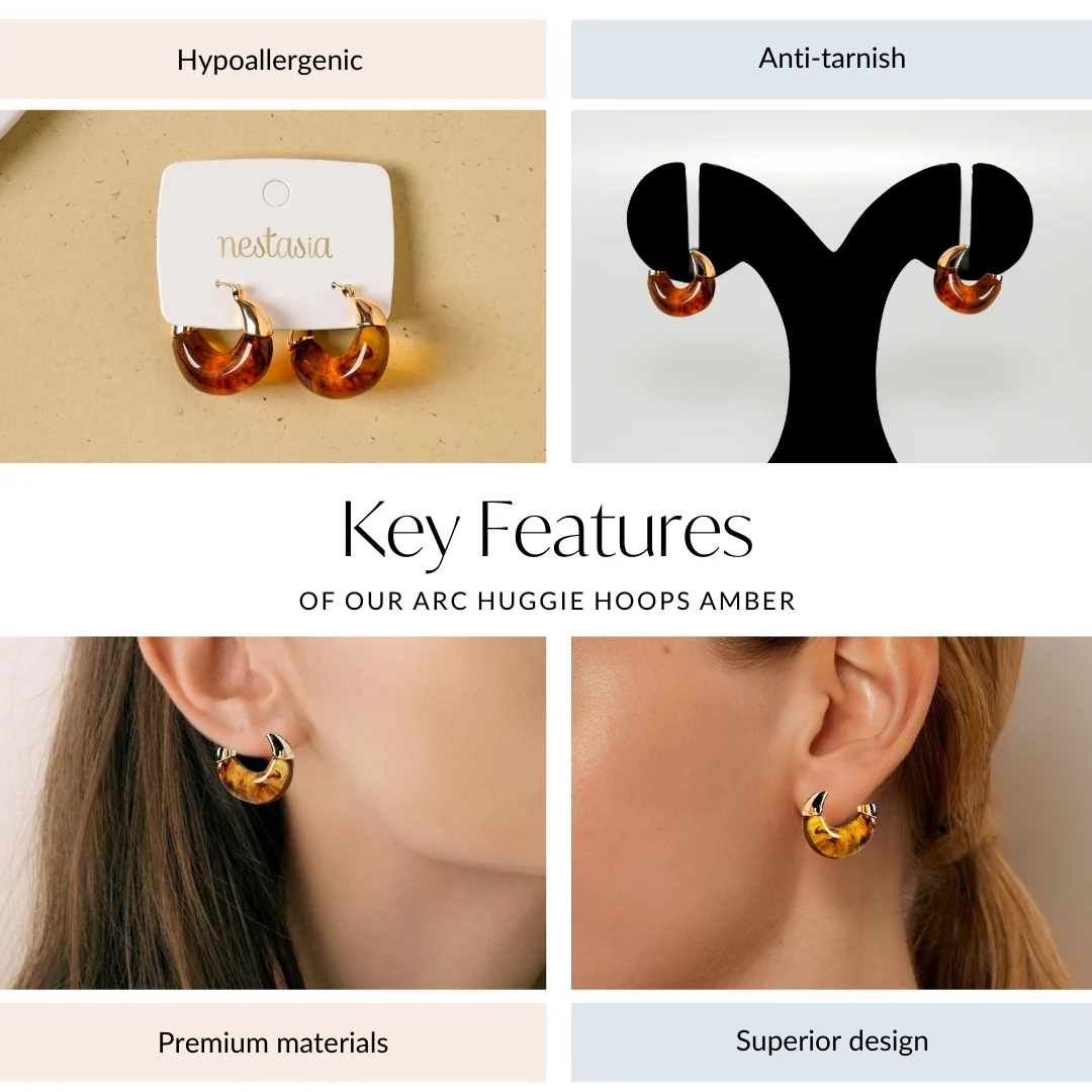 Arc Huggie Hoops Amber - Image 4