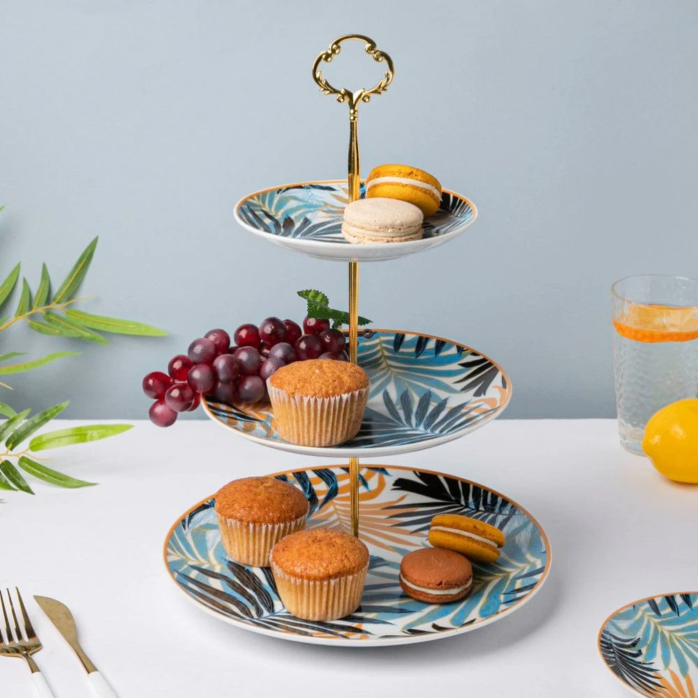 Areca Decal Ceramic 3 Tier Cake Display Stand - Image 2