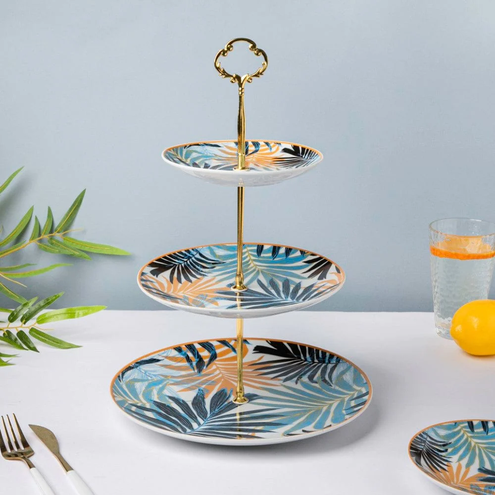 Areca Decal Ceramic 3 Tier Cake Display Stand - Image 4