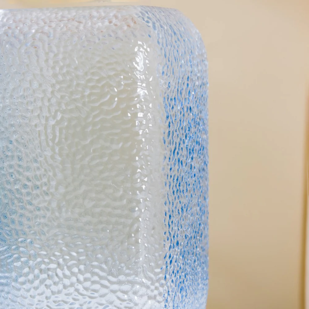 Art Deco Pebble Texture Glass Vase Blue 7.5 Inch - Image 5