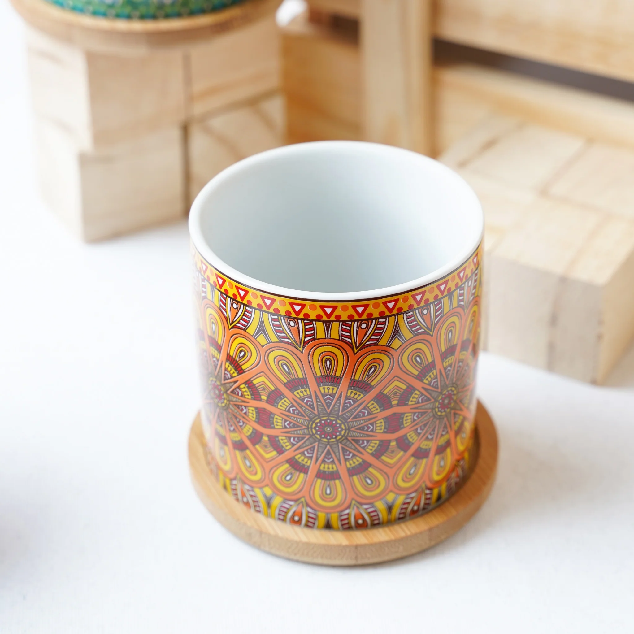 Artful Garden Ceramic Planter With Coaster Set Of 4 - Image 14