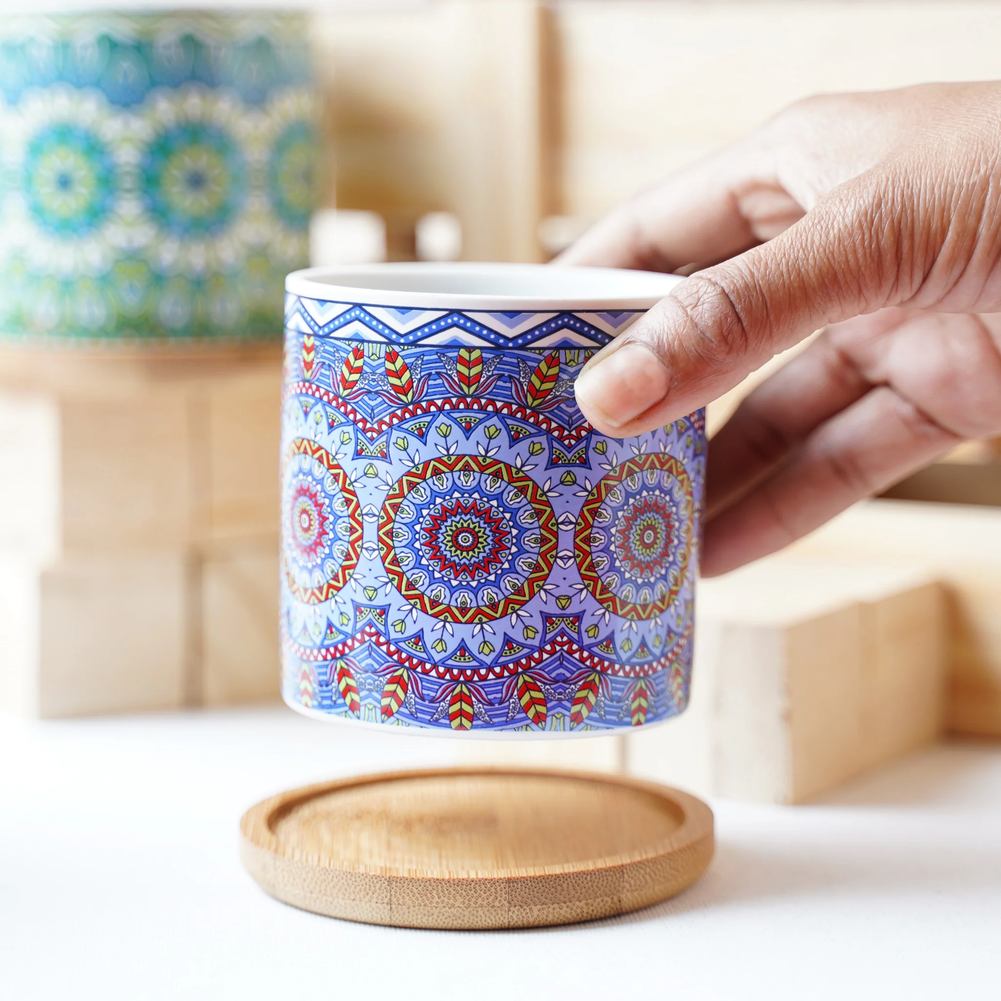 Artful Garden Ceramic Planter With Coaster Set Of 4 - Image 9