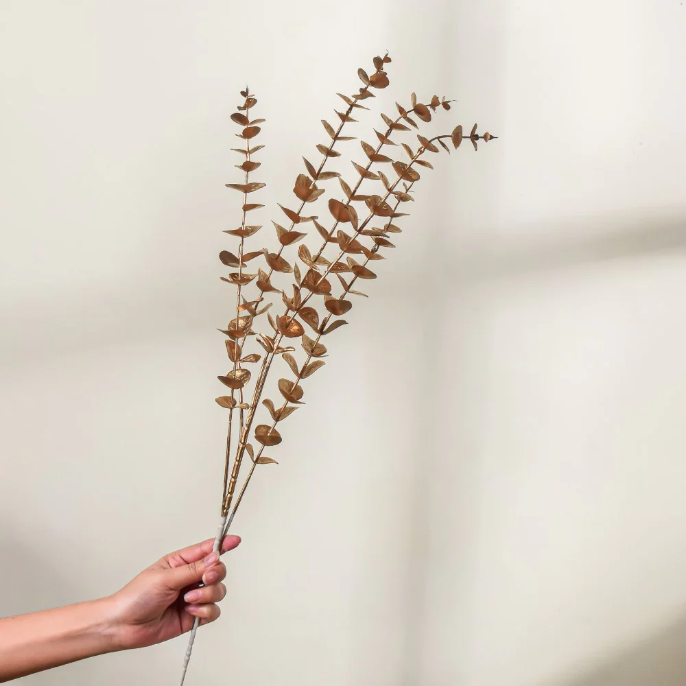 Artificial Eucalyptus Decor Stem Gold Set Of 4 - Image 4