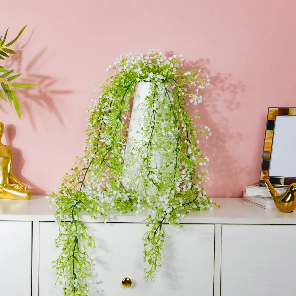 Artificial Hanging Willow Flowers Bunch Green