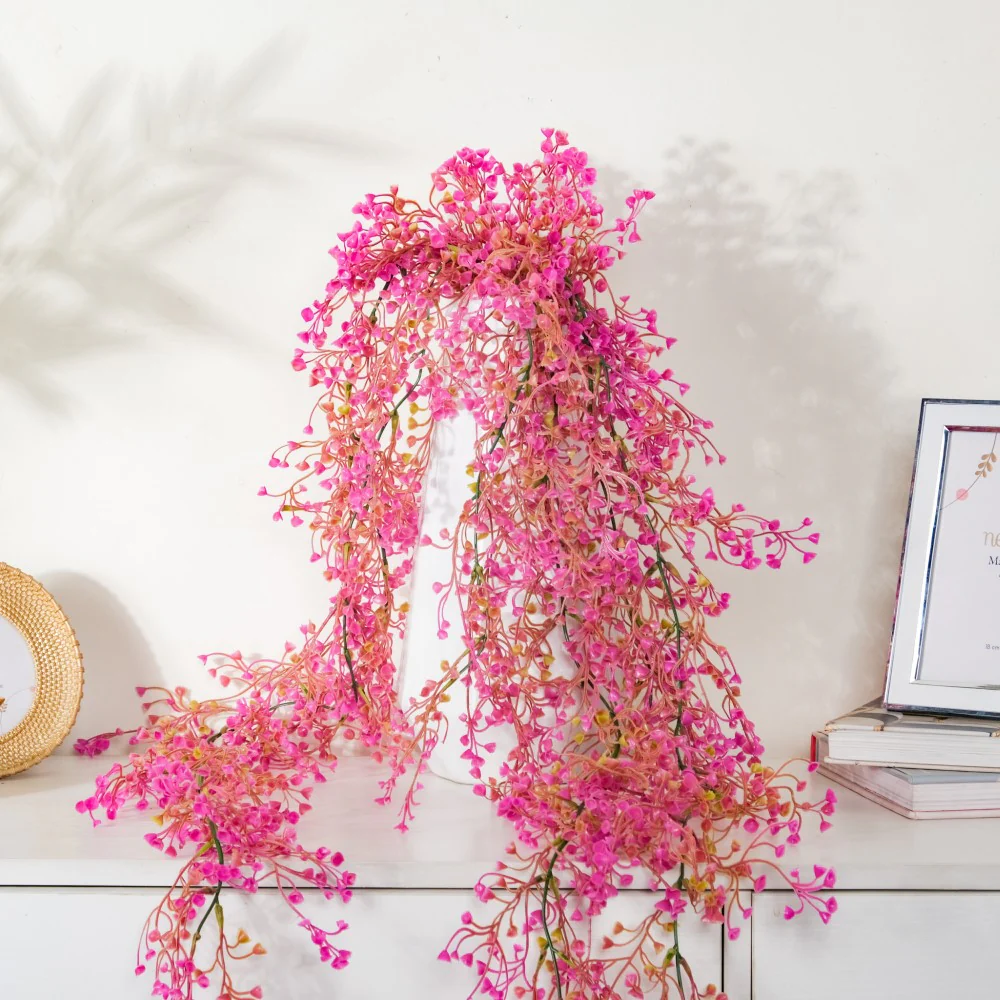 Artificial Hanging Willow Flowers Bunch Pink - Image 5