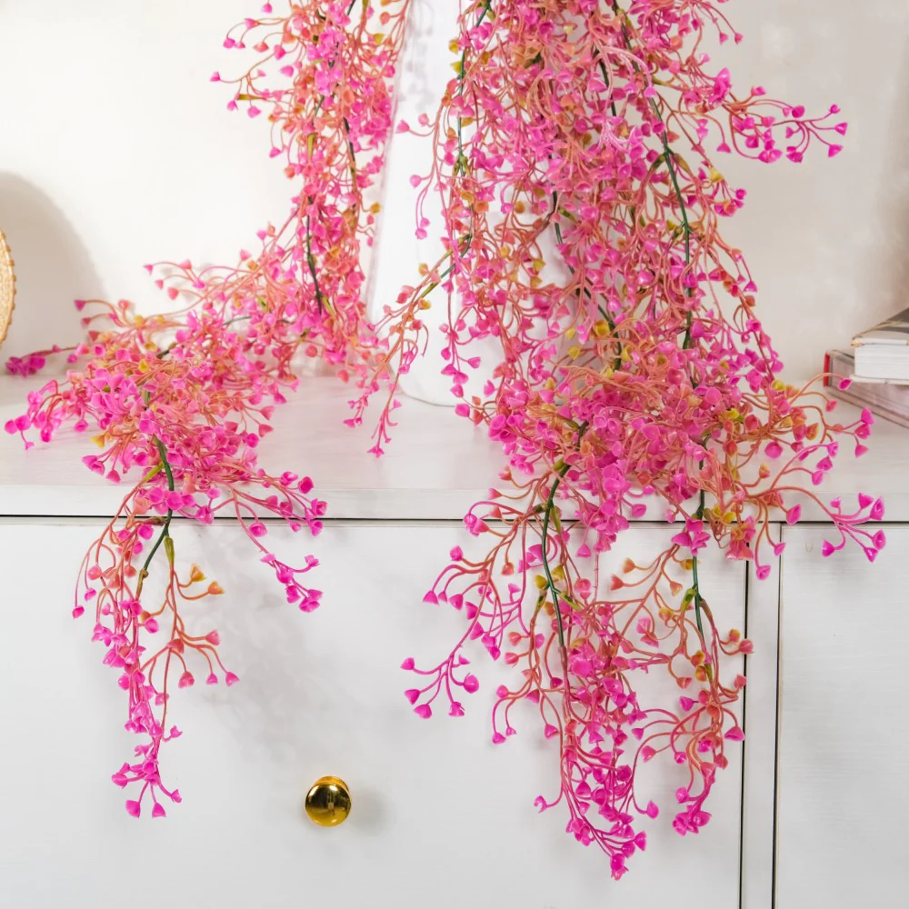 Artificial Hanging Willow Flowers Bunch Pink - Image 8