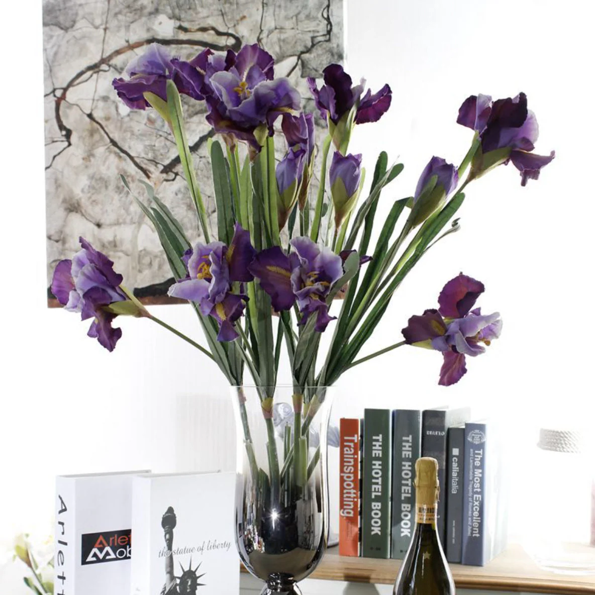 Artificial Iris Flower Dark Purple Set Of 3 - Image 4