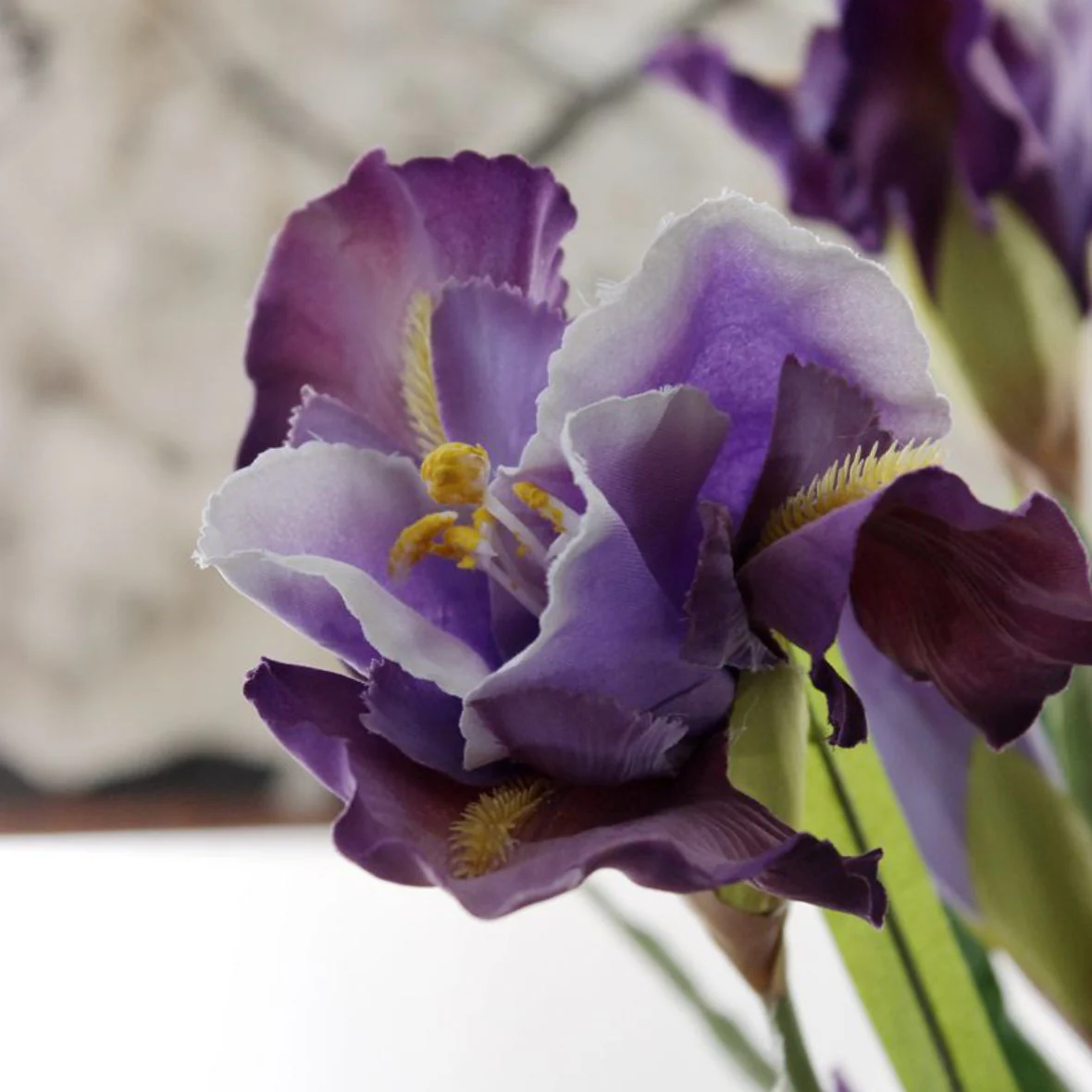 Artificial Iris Flower Dark Purple Set Of 3 - Image 6