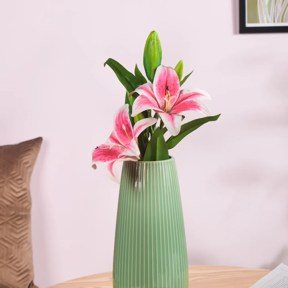 Artificial Lily Stem Pink Set Of 2