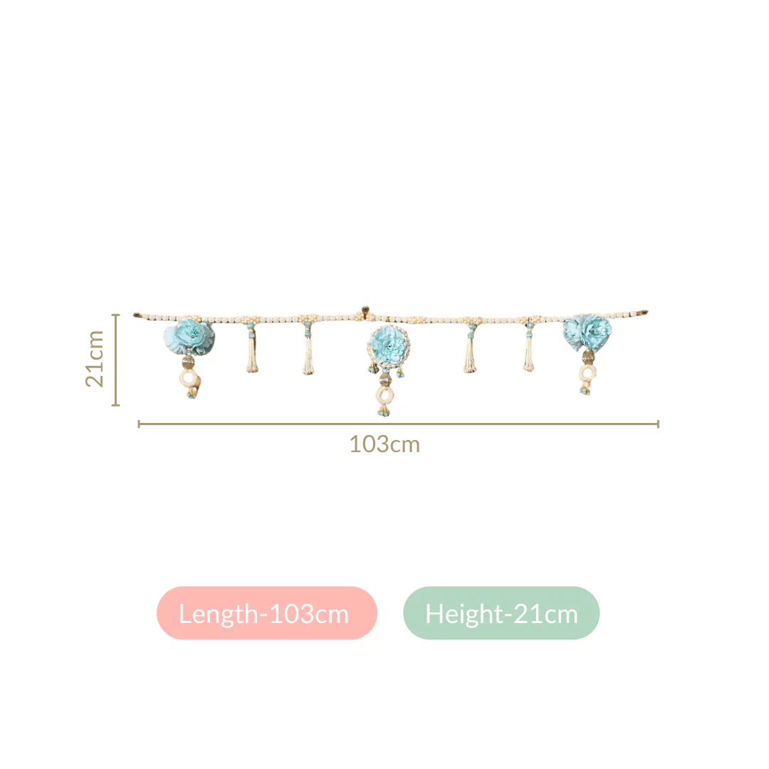 Artificial Pearl String Blue Blossom Door Hanging - Image 4