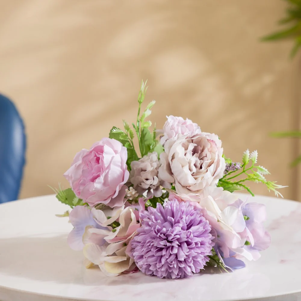 Artificial Flower Bunch Peony Purple - Image 5