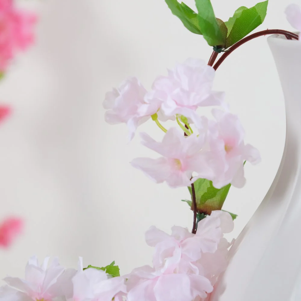 Artificial Sakura Blossoms And Leaves Vine Pink - Image 5