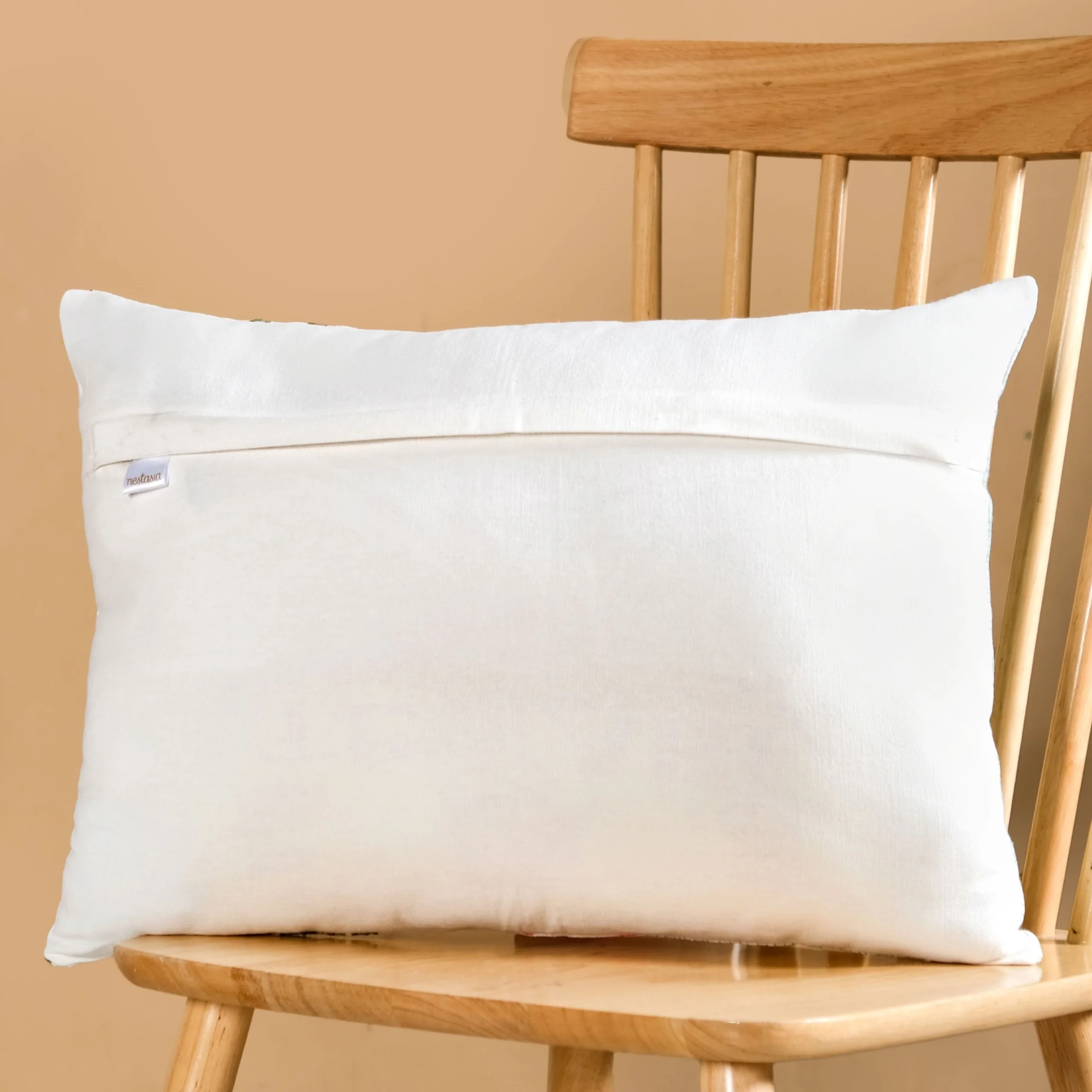 Artisanal Bloom Embroidery Cotton Cushion Cover 50x36cm - Image 7