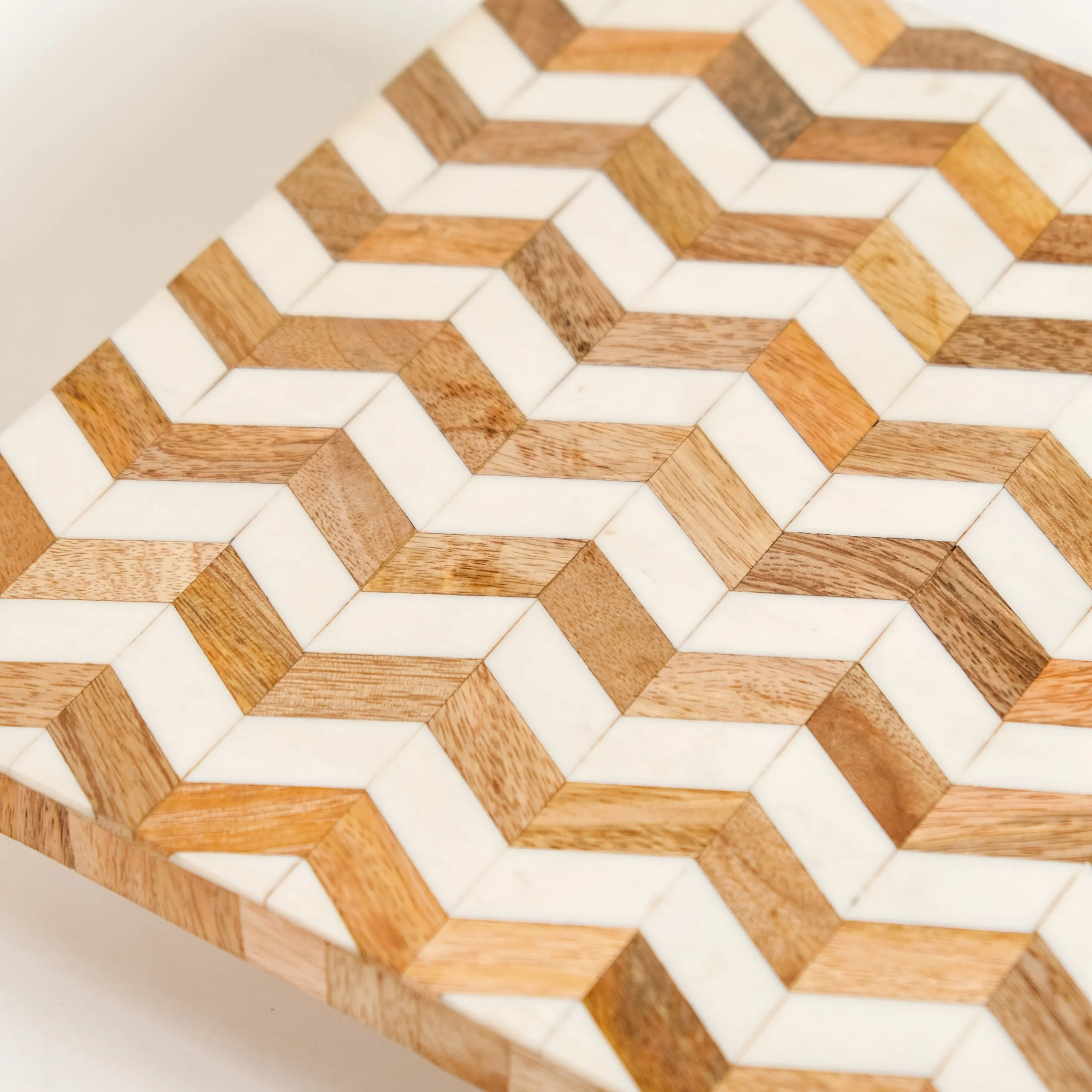 Artisanal Chevron Square Wooden Dessert Riser 26x26cm - Image 6