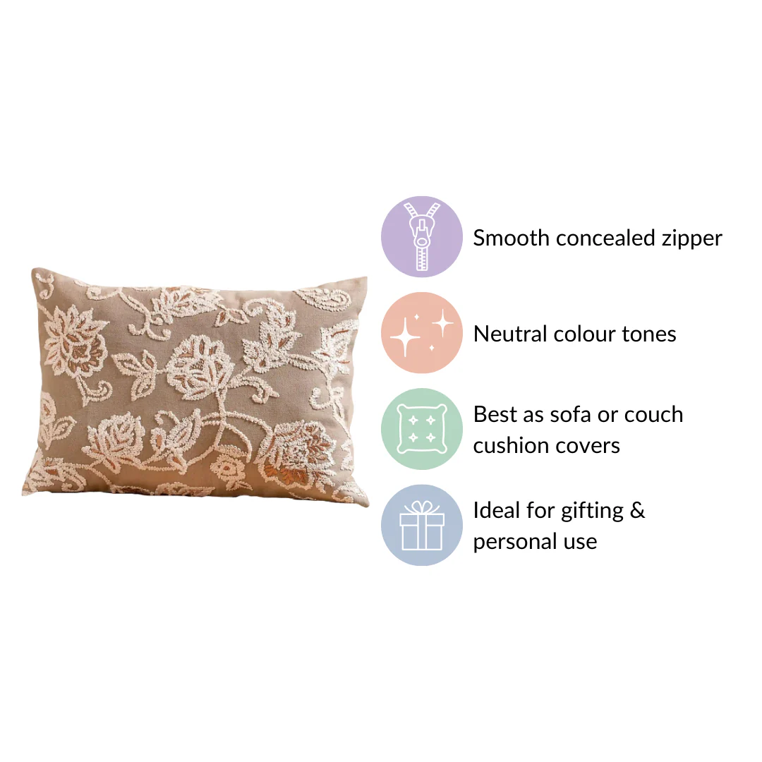 Artisanal Embroidered Couch Cushion Cover 20x14 Inch - Image 5