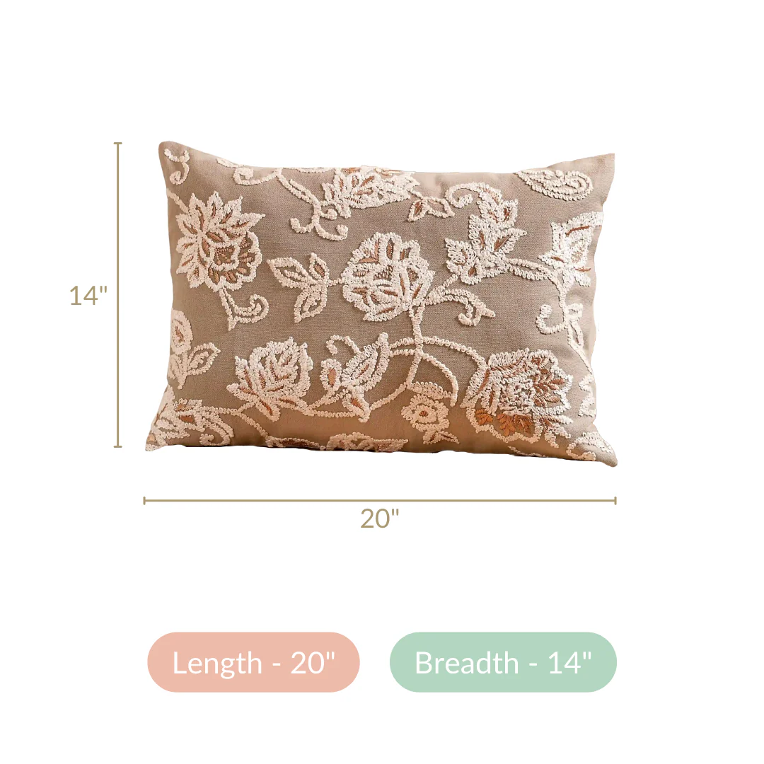 Artisanal Embroidered Couch Cushion Cover 20x14 Inch - Image 6