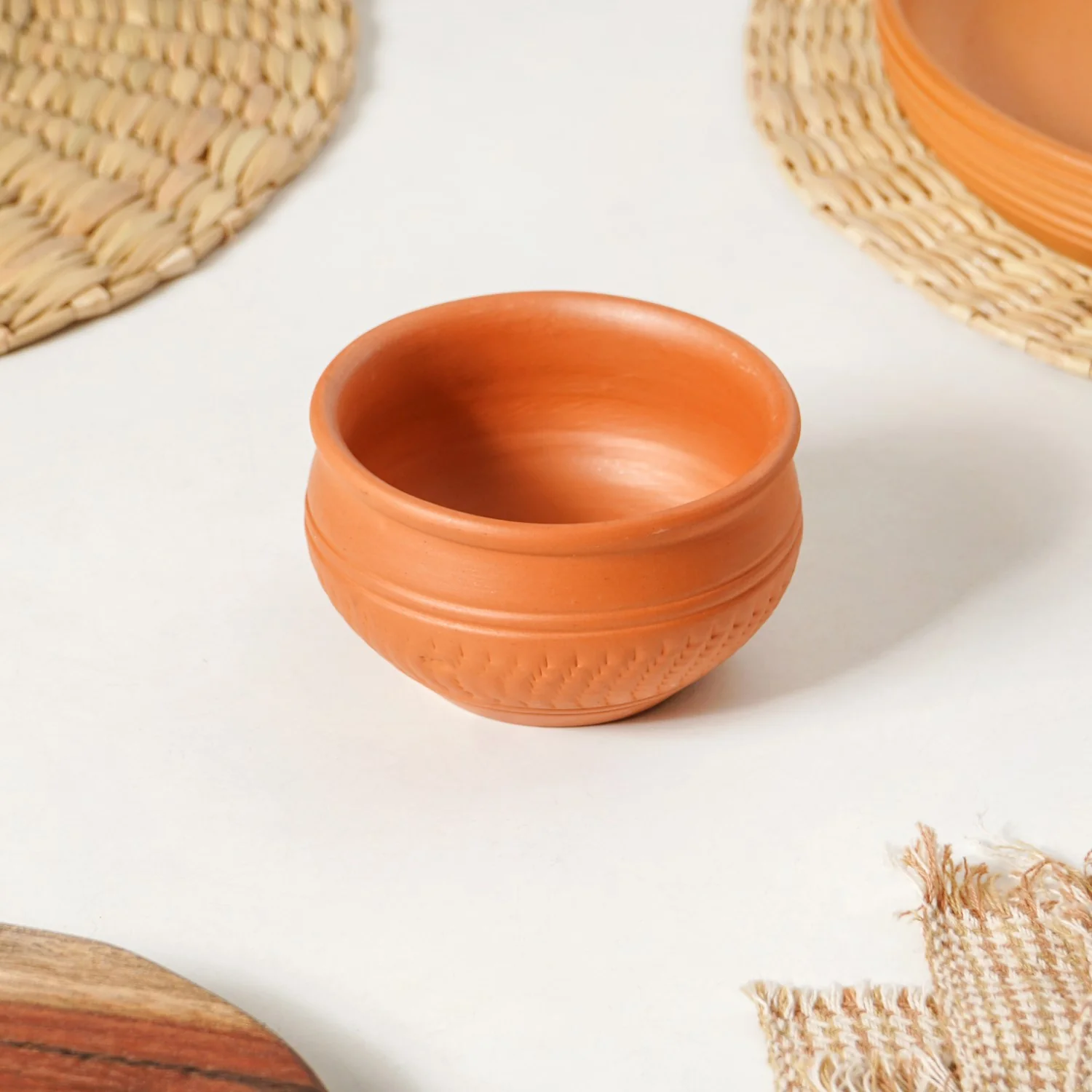 Artisanal Engraved Terracotta Bowls Set Of 6 170ml - Image 5