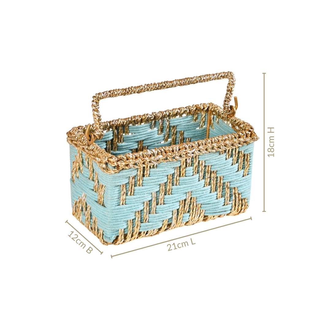 Artisanal Organiser And Hamper Basket Blue And Gold - Image 5