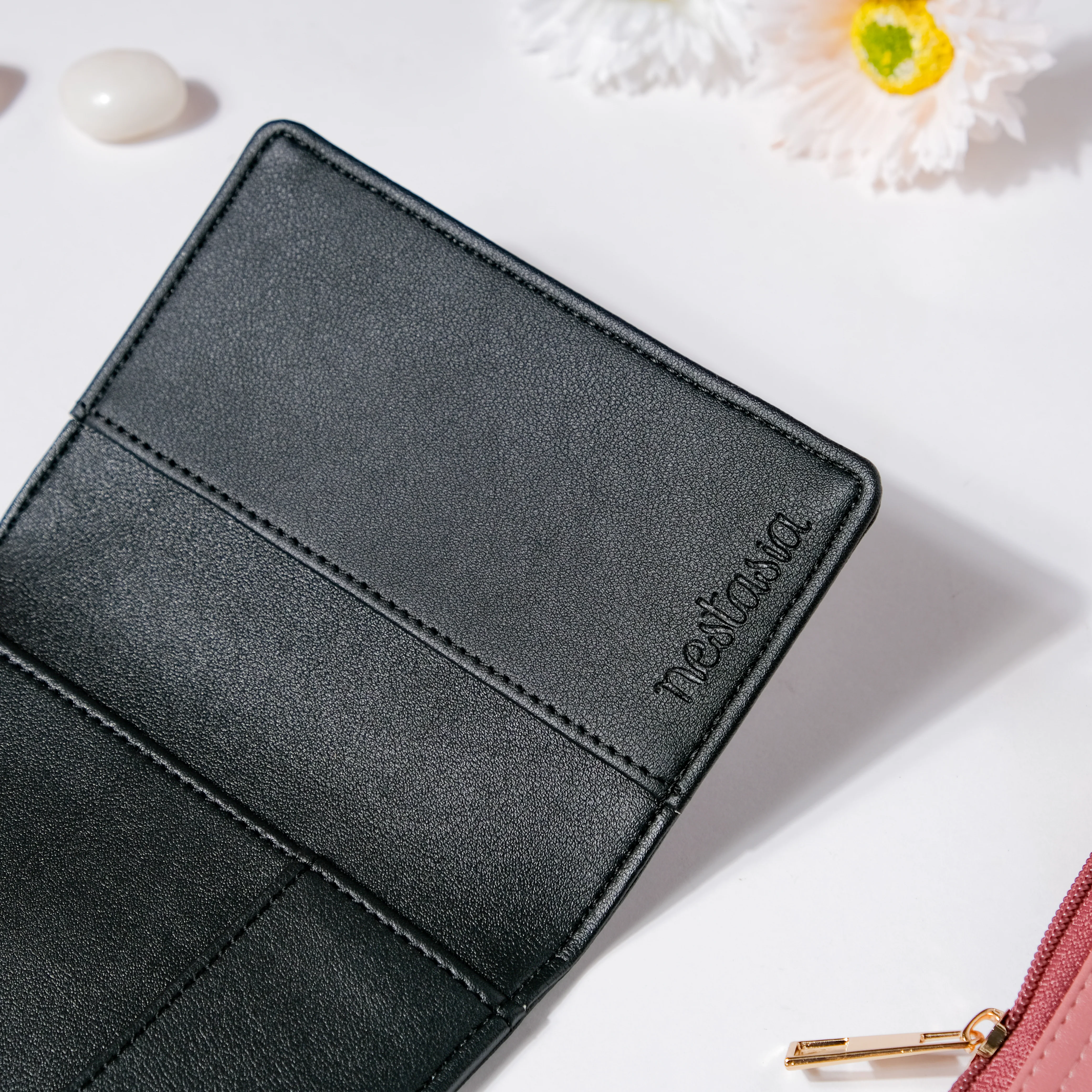 Line Art Two Fold Passport Cover Black - Image 11