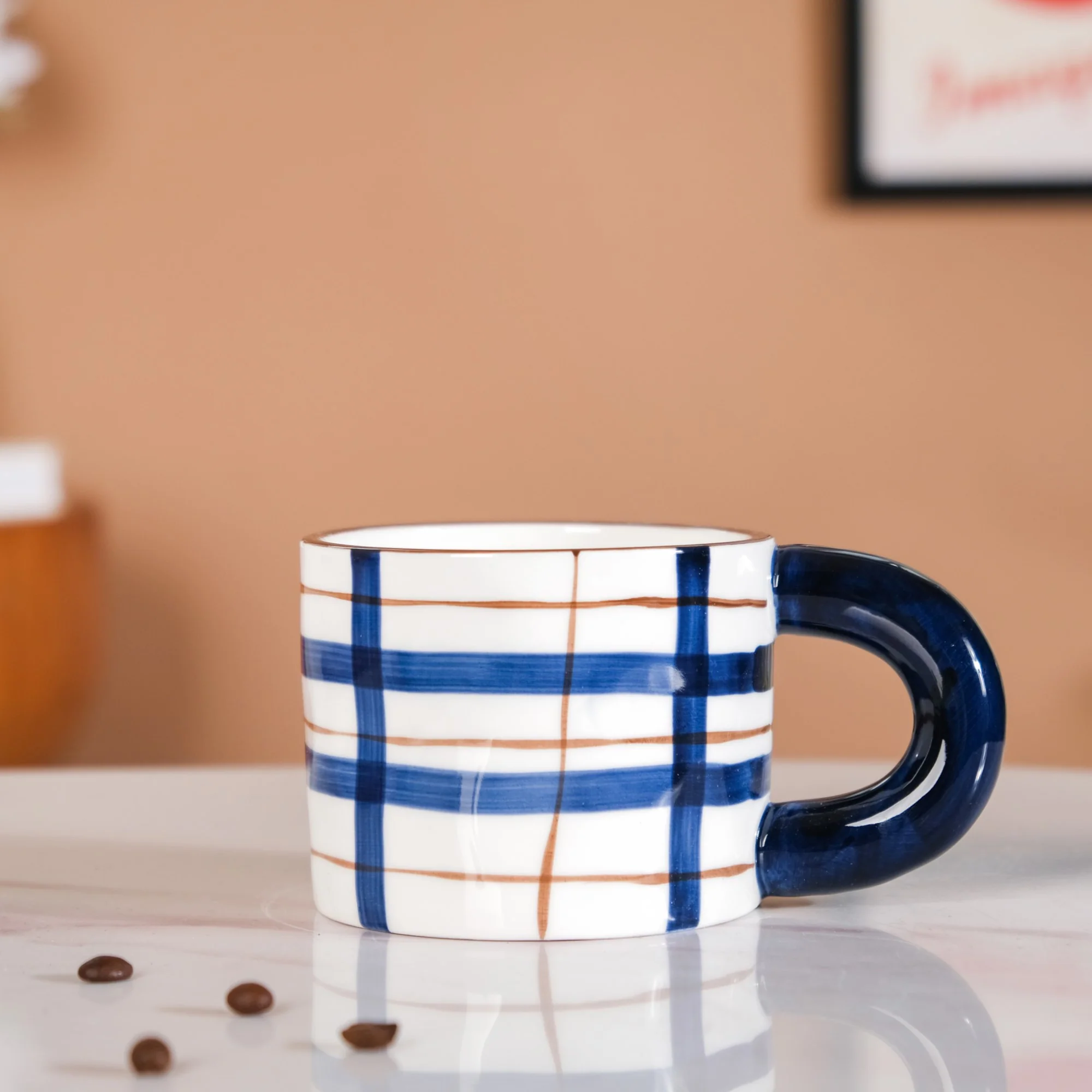 Artsy Ceramic Cup For Coffee Blue Set of 2 330ml - Image 6