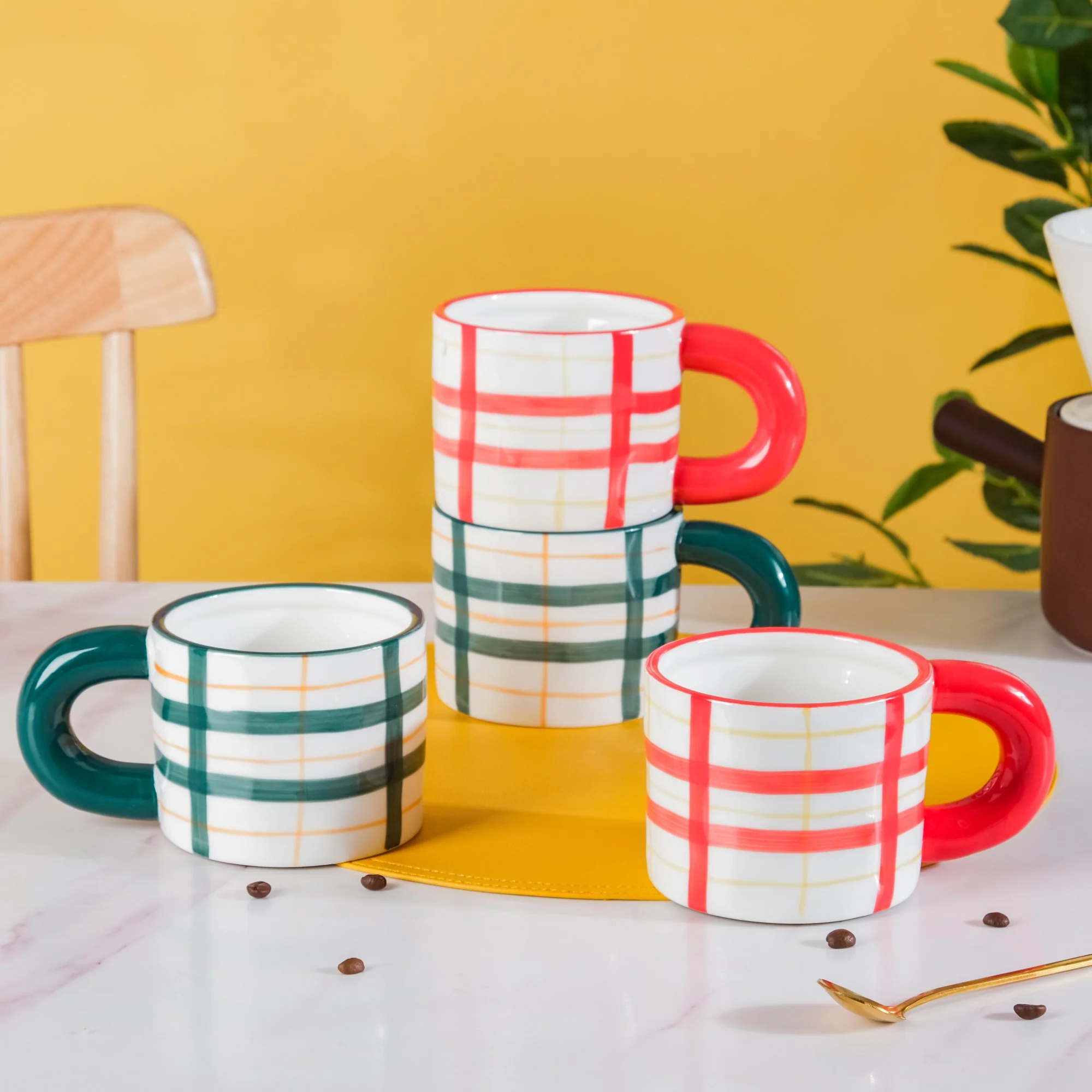Artsy Ceramic Cup For Coffee Set Of 4 330ml - Image 9