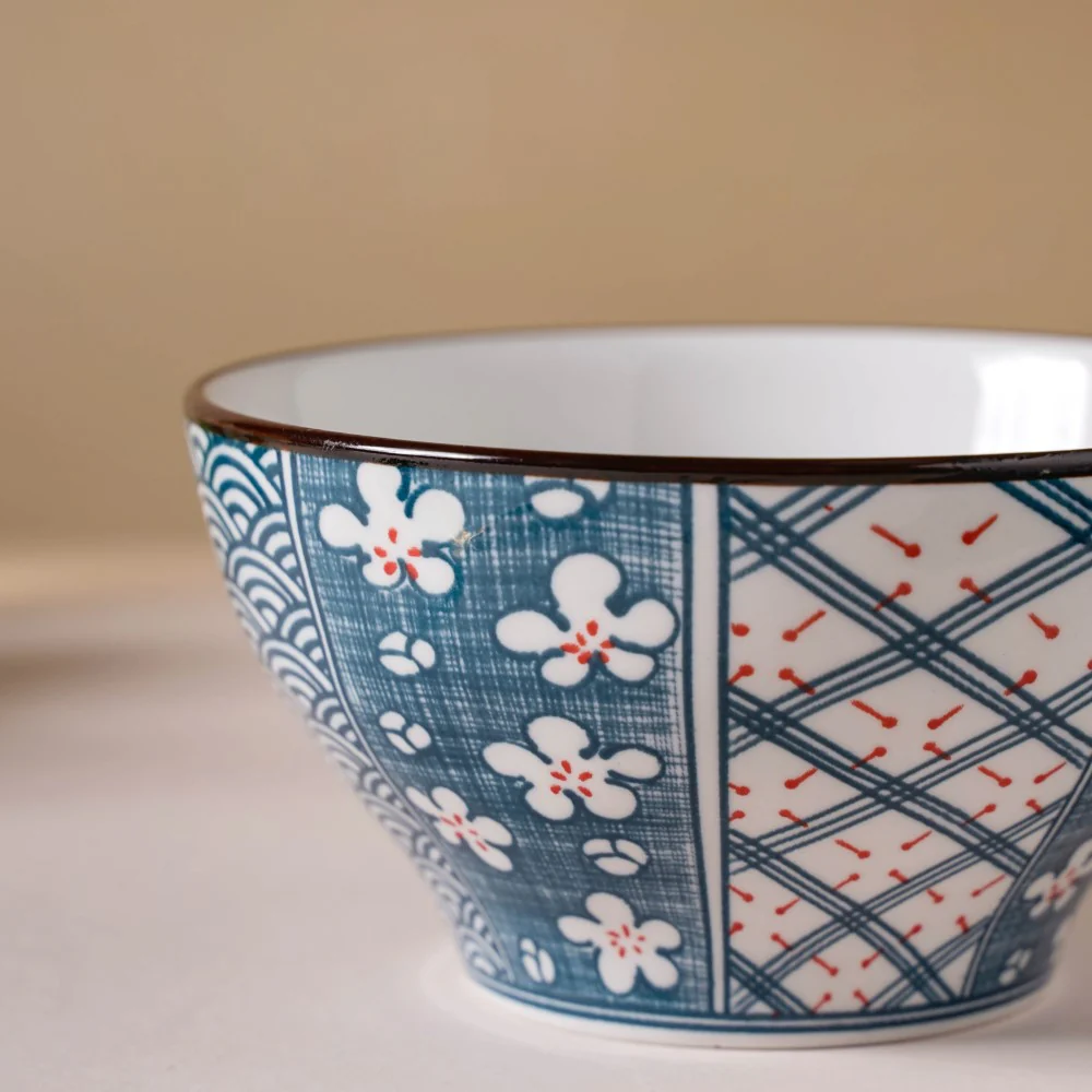 Asagao Patterned Ceramic Soup Bowl 4.5 Inch 300 ml - Image 7