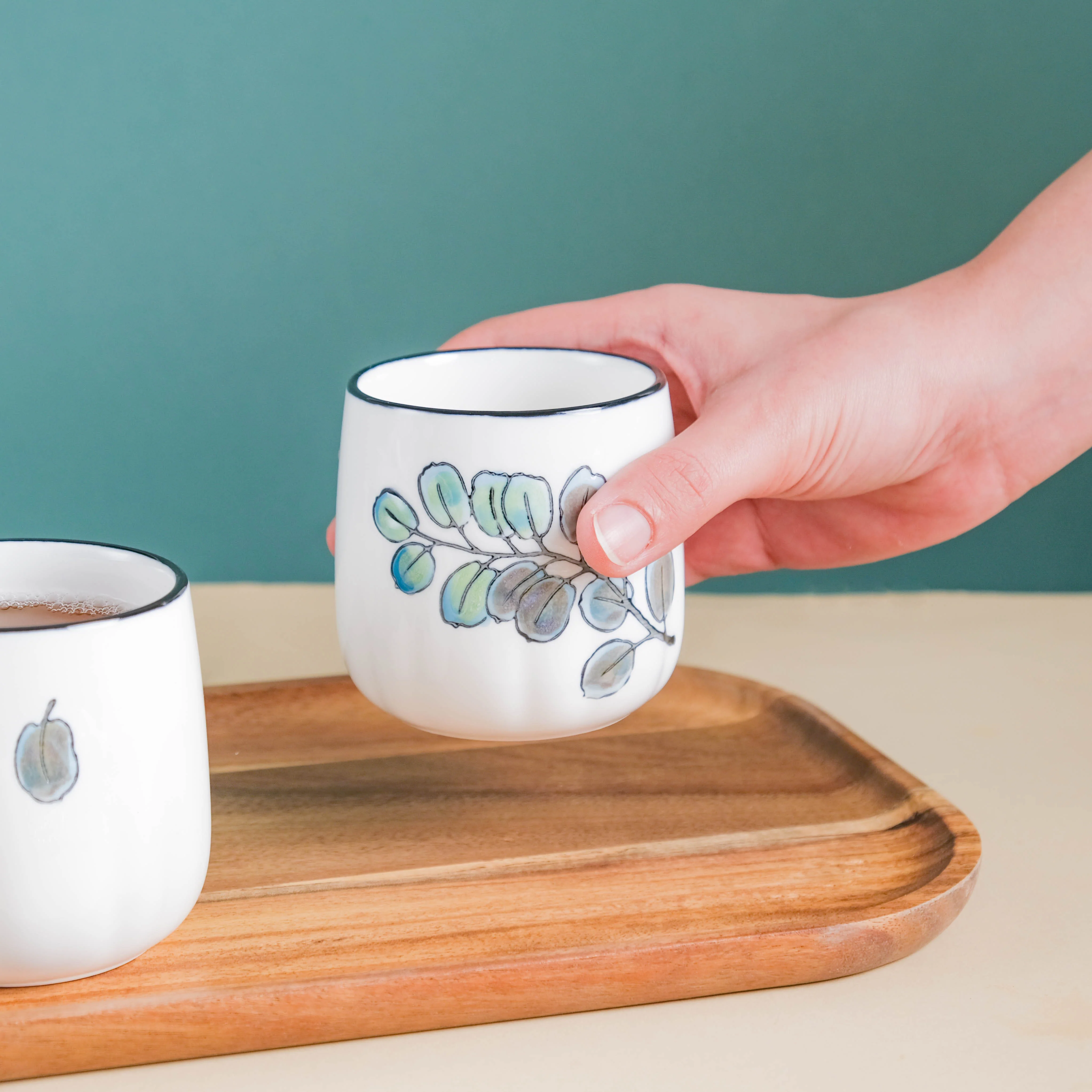 Aspen Leaves Tea Set With Wooden Tray - Image 5