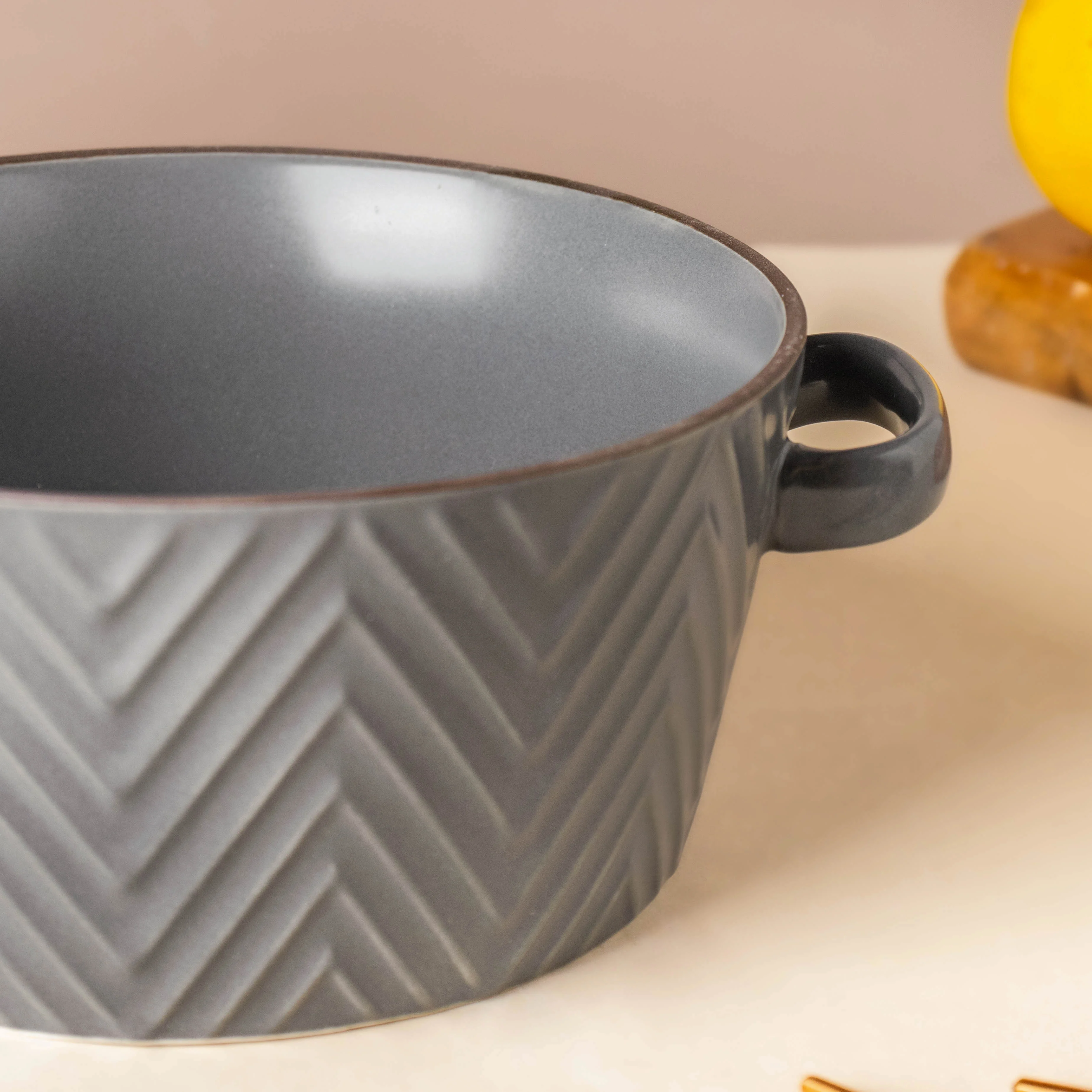 Asphalt Grey Textured Noodle Bowl - Image 3