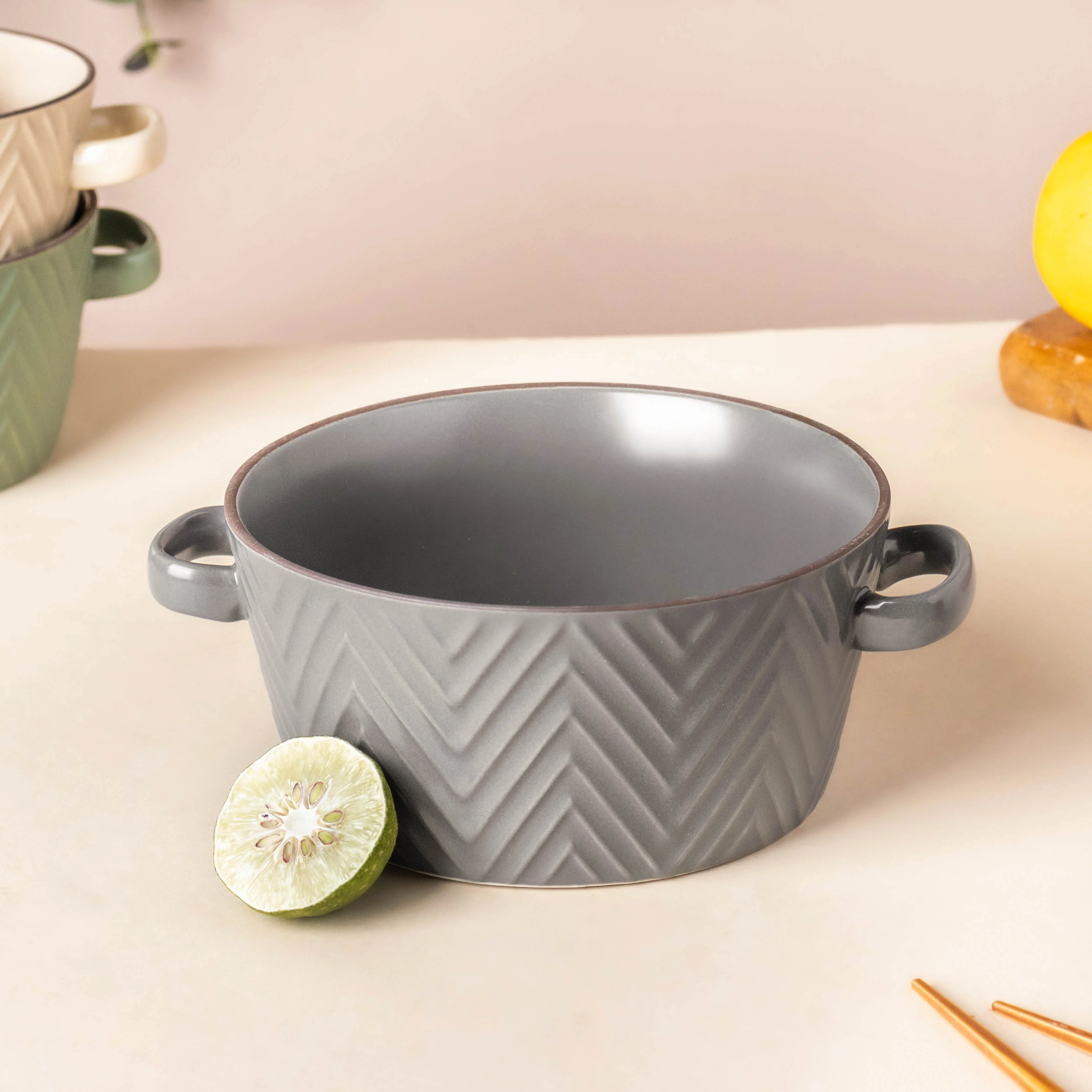 Asphalt Grey Textured Noodle Bowl - Image 7
