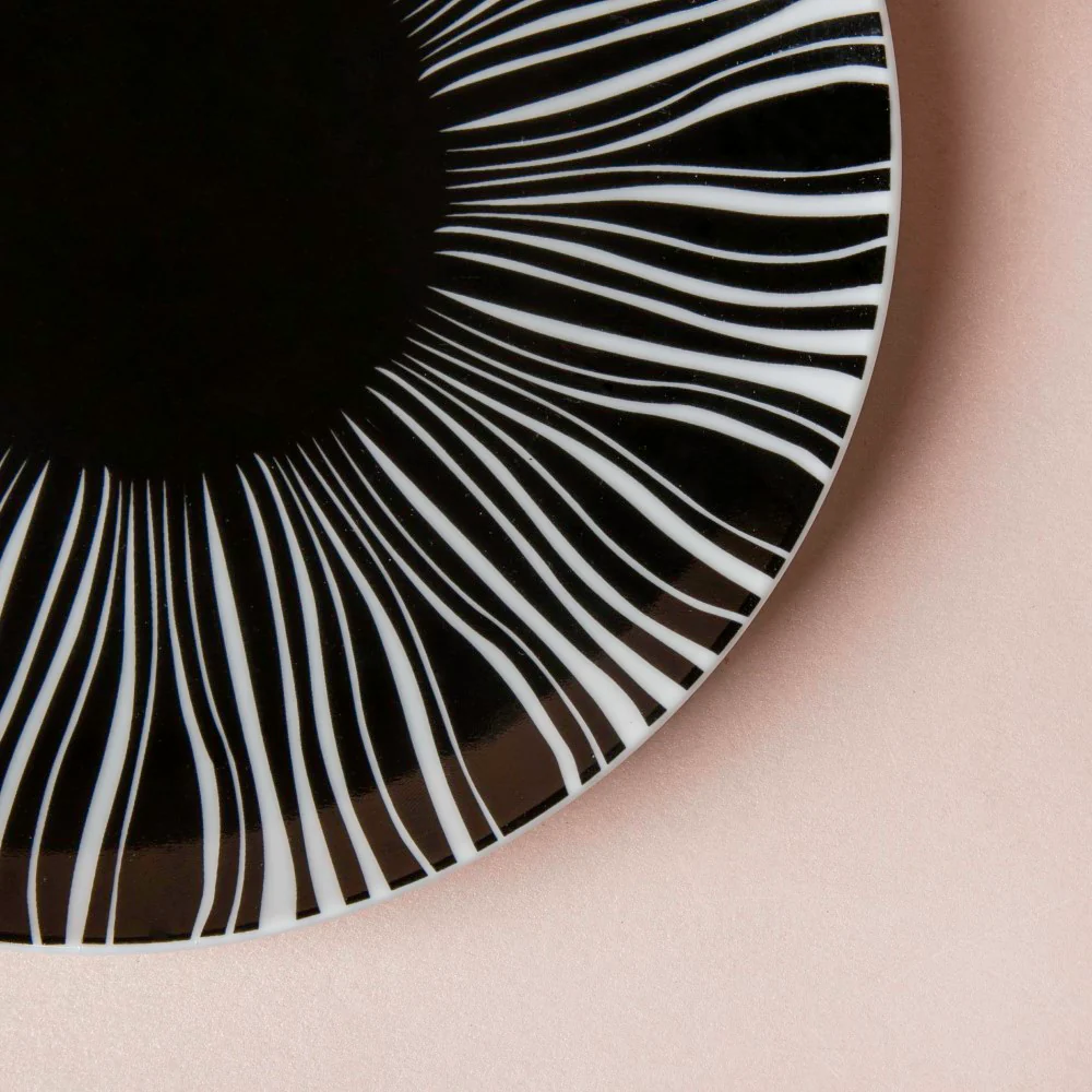 La Mode Printed Ceramic Salad Plate Black 8 Inch - Image 4