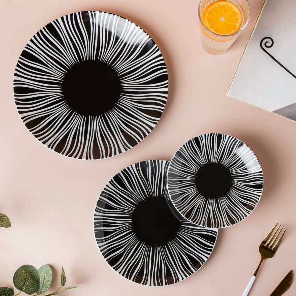 La Mode Printed Ceramic Salad Plate Black 8 Inch - Image 6