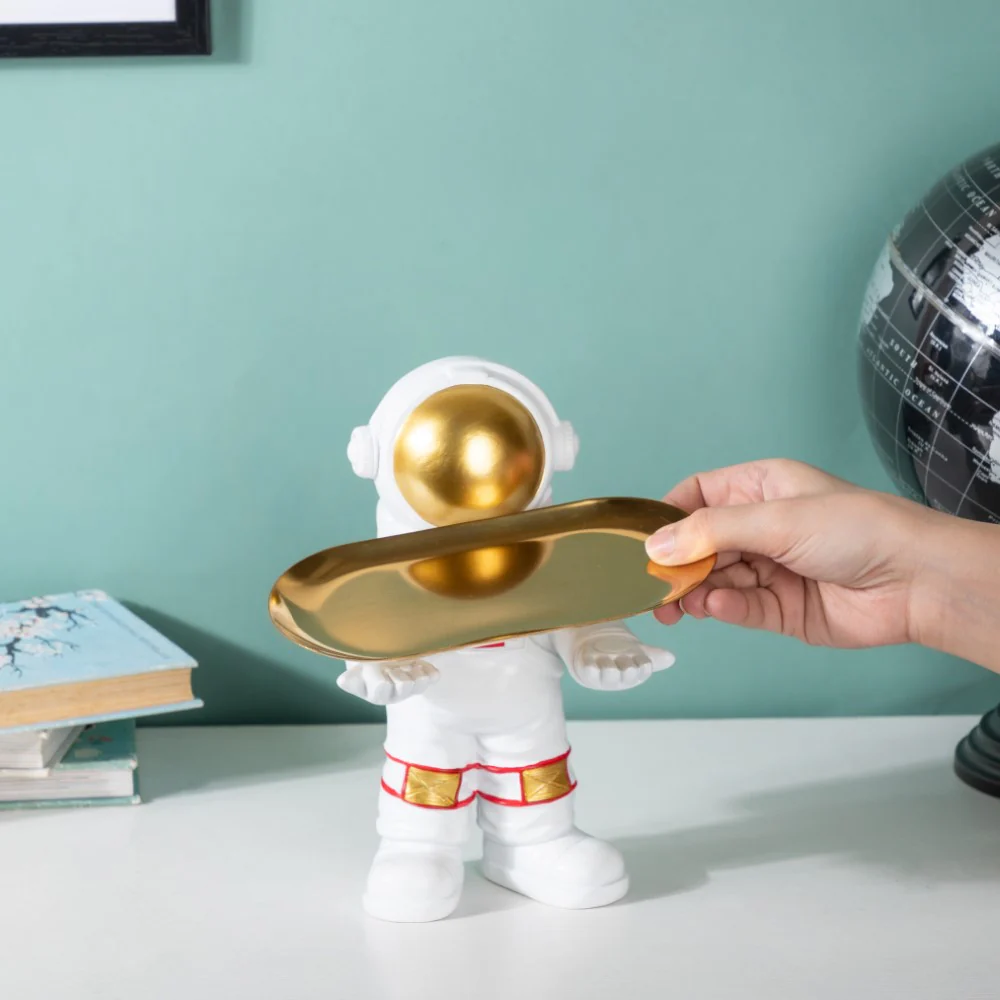 Astronaut Decor Showpiece With Trinket Tray 9 Inch - Image 2