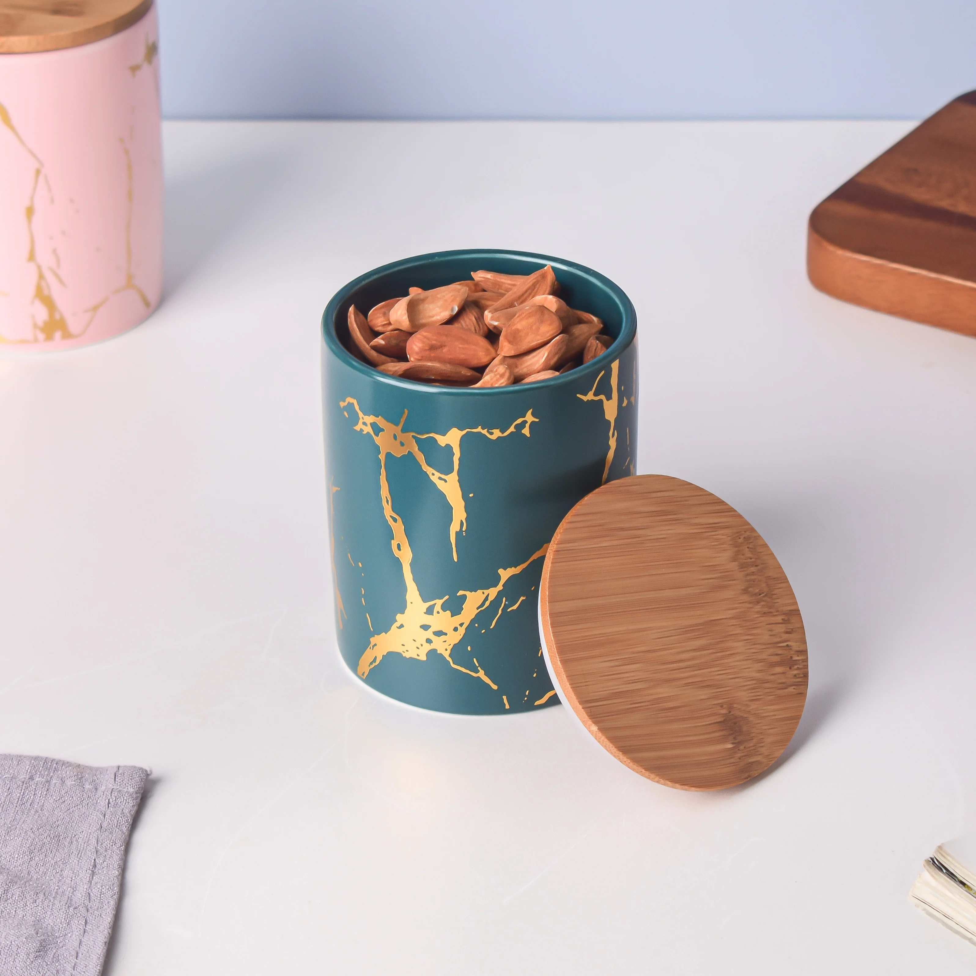 Auric Marble Green Jar with Lid - Image 2