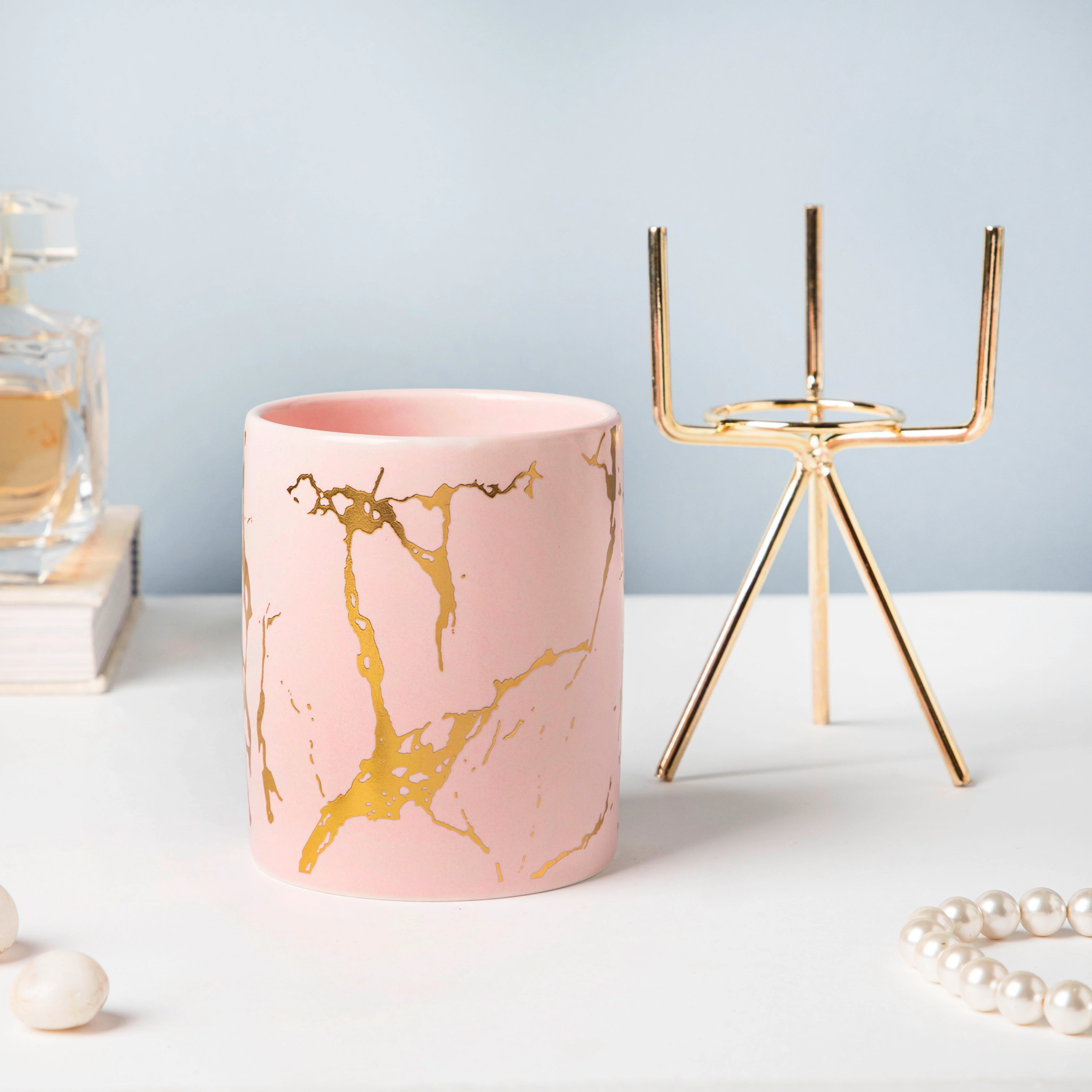 Auric Marble Pink Planter with Stand Large - Image 3