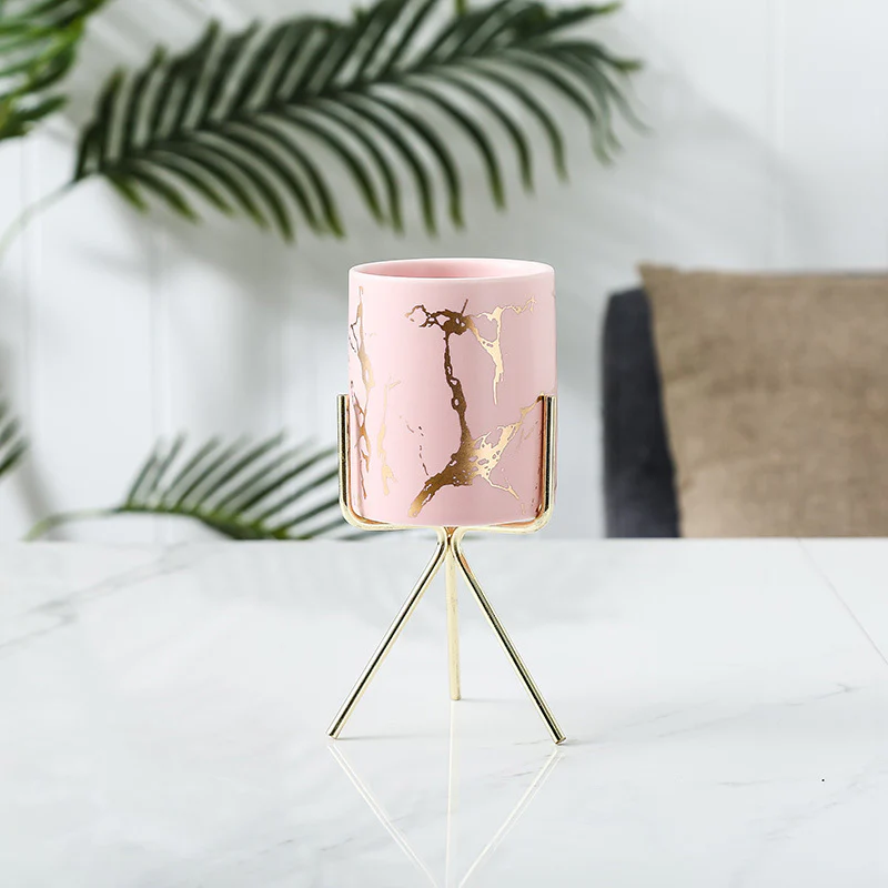 Auric Marble Pink Planter with Stand Large - Image 5