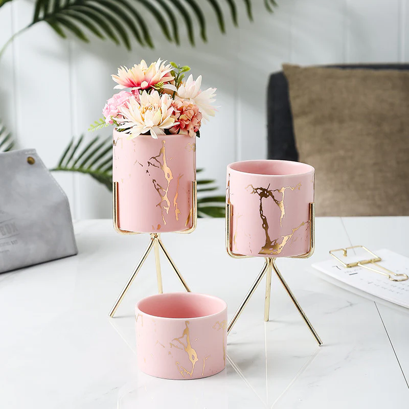 Auric Marble Pink Planter with Stand Large - Image 7